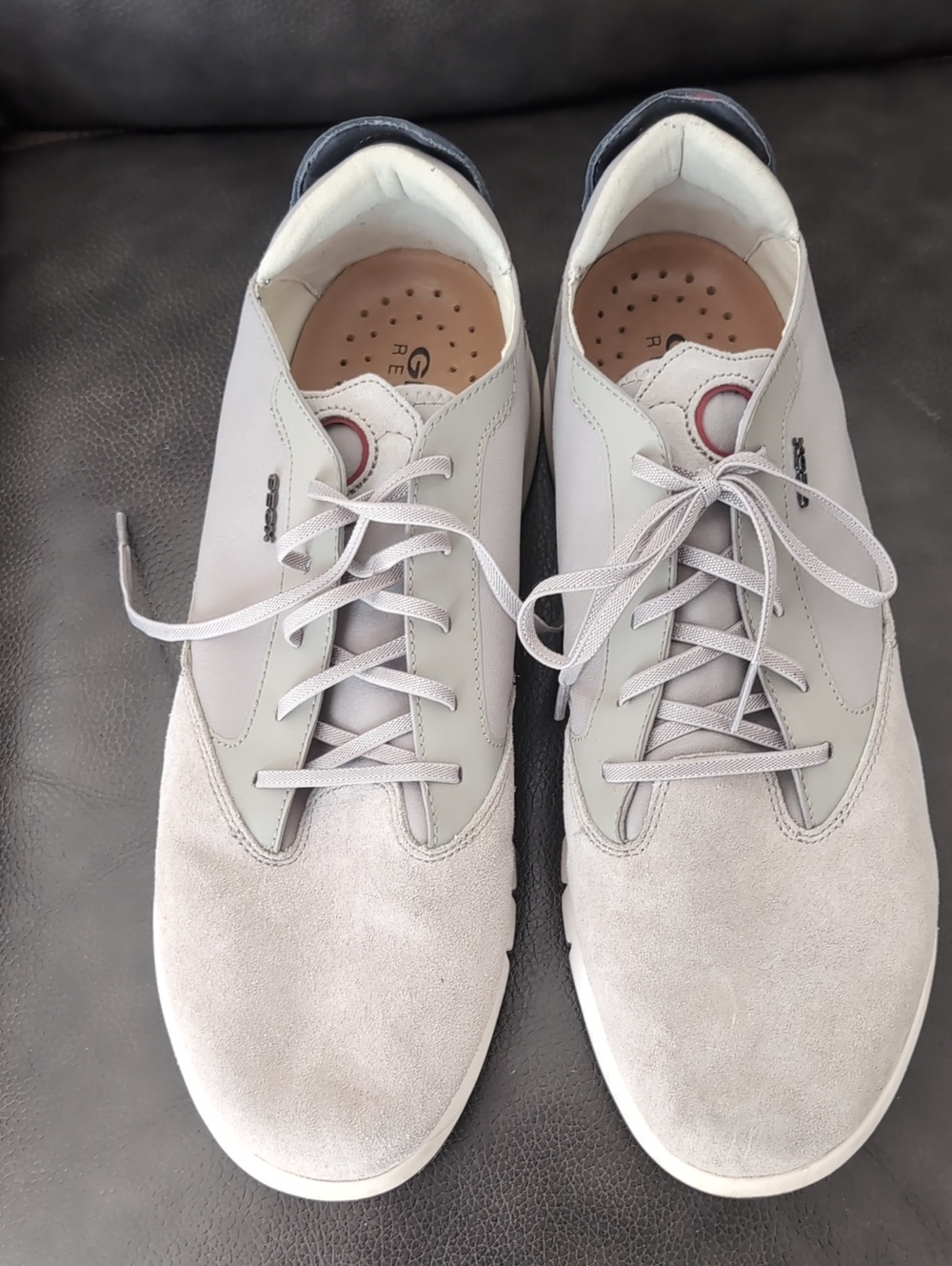 Geox Men's Light Gray Suede & Leather Casual Sneakers